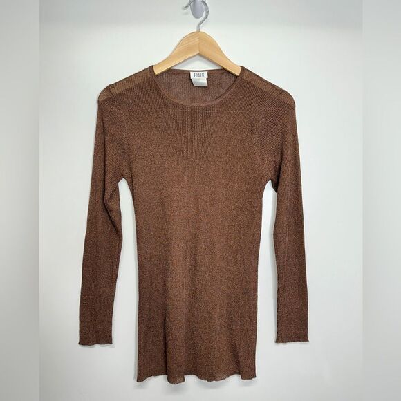 Eileen Fisher Ribbed Long Sleeve Sparkly Pullover Sweater Size Medium - Picture 6 of 6